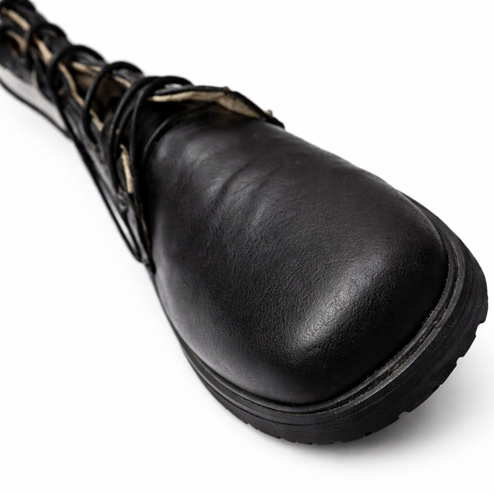 Mens Black Leather Combat Boots